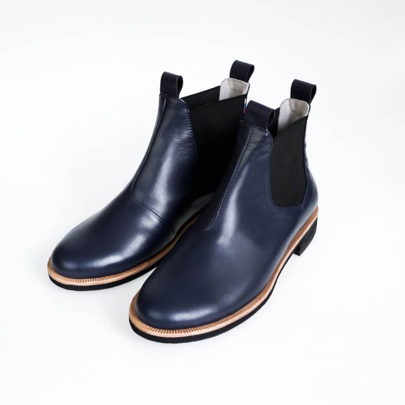 Women leather boots Chelsea #4 Navy