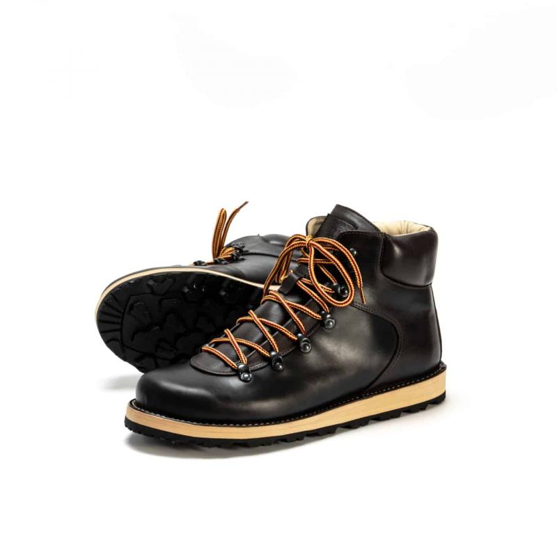 Зимние кожаные мужские ботинки для хайкинга Hiker темно-коричневые