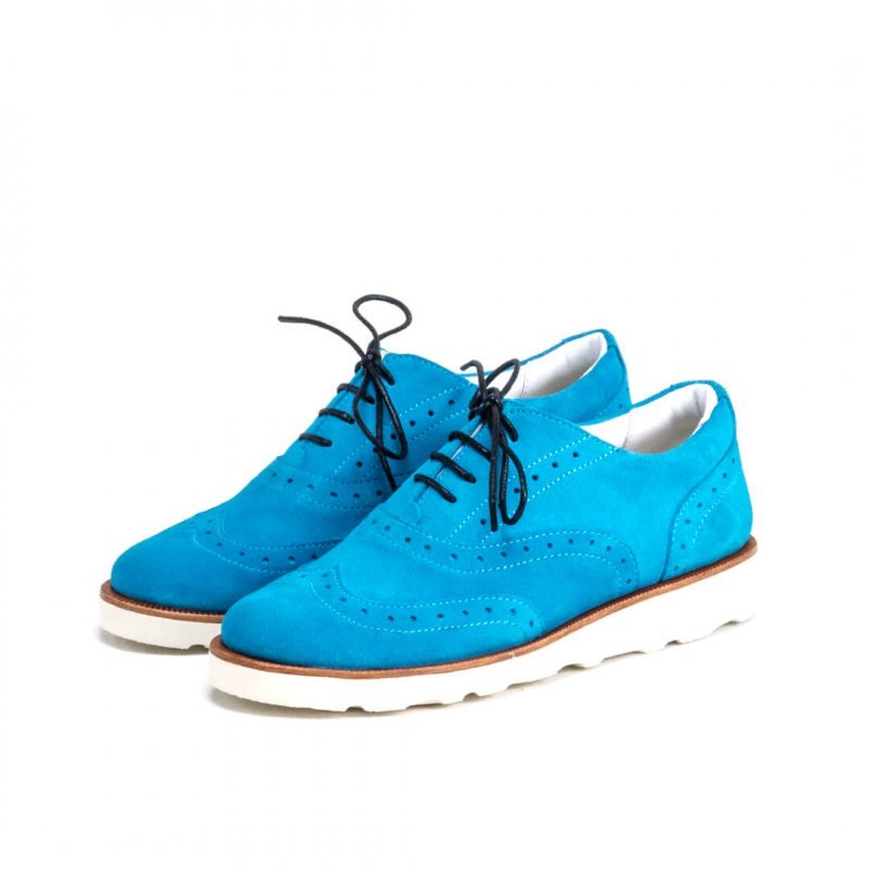 blue suede brogues womens