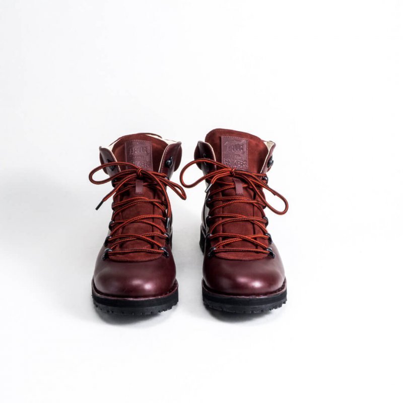 Зимние бордовые кожаные мужские ботинки для хайкинга Hiker Bordeaux