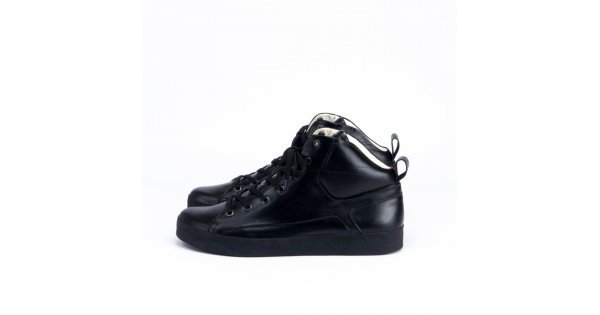 Mens high top hot sale black leather sneakers