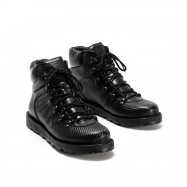 Зимние ботинки Hiker #1 HS из черной кожи с текстурой карбона