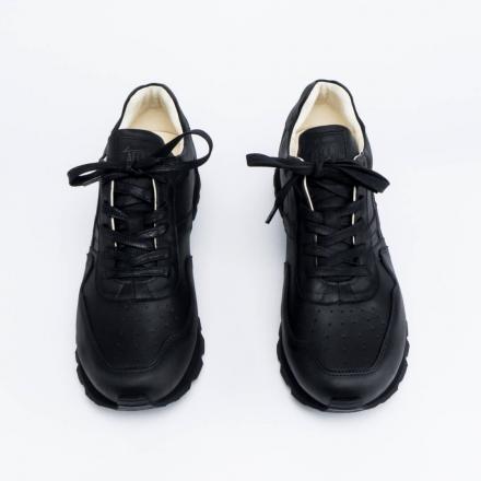 Черные кожаные кроссовки Sabotage Matt Black Trekking