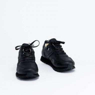 Черные кожаные кроссовки Sabotage Matt Black Trekking