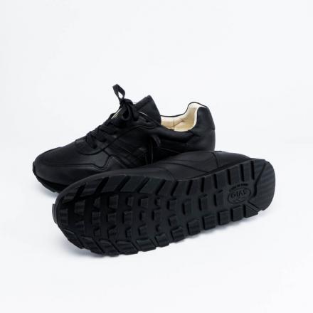 Черные кожаные кроссовки Sabotage Matt Black Trekking