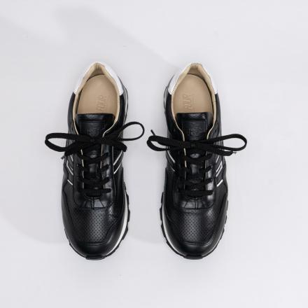 Черные кожаные кроссовки Sabotage Outline Black Trekking