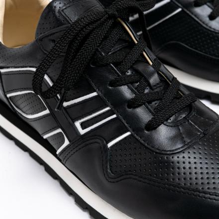 Черные кожаные кроссовки Sabotage Outline Black Trekking
