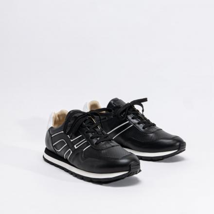 Черные кожаные кроссовки Sabotage Outline Black Trekking
