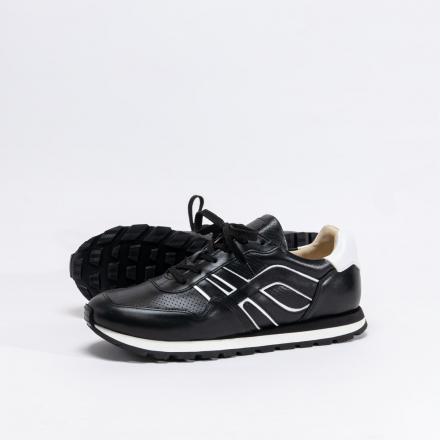 Черные кожаные кроссовки Sabotage Outline Black Trekking