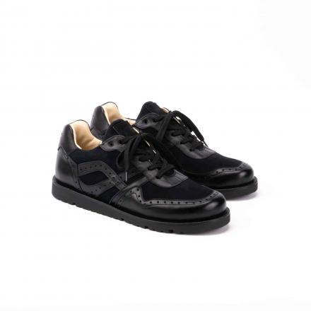 Кожаные брогированные кроссовки Sabotage Brogue Back to Black
