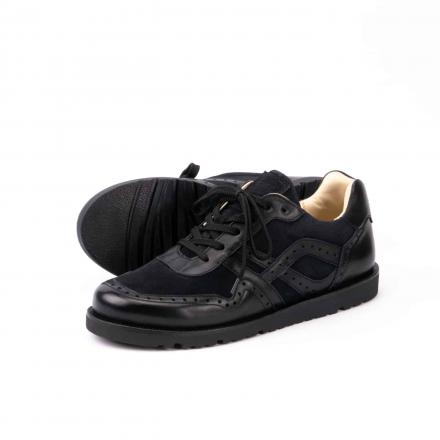 Кожаные брогированные кроссовки Sabotage Brogue Back to Black