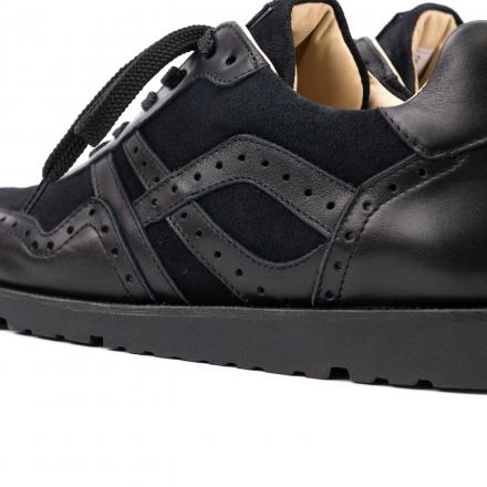 Кожаные брогированные кроссовки Sabotage Brogue Back to Black