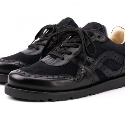 Кожаные брогированные кроссовки Sabotage Brogue Back to Black