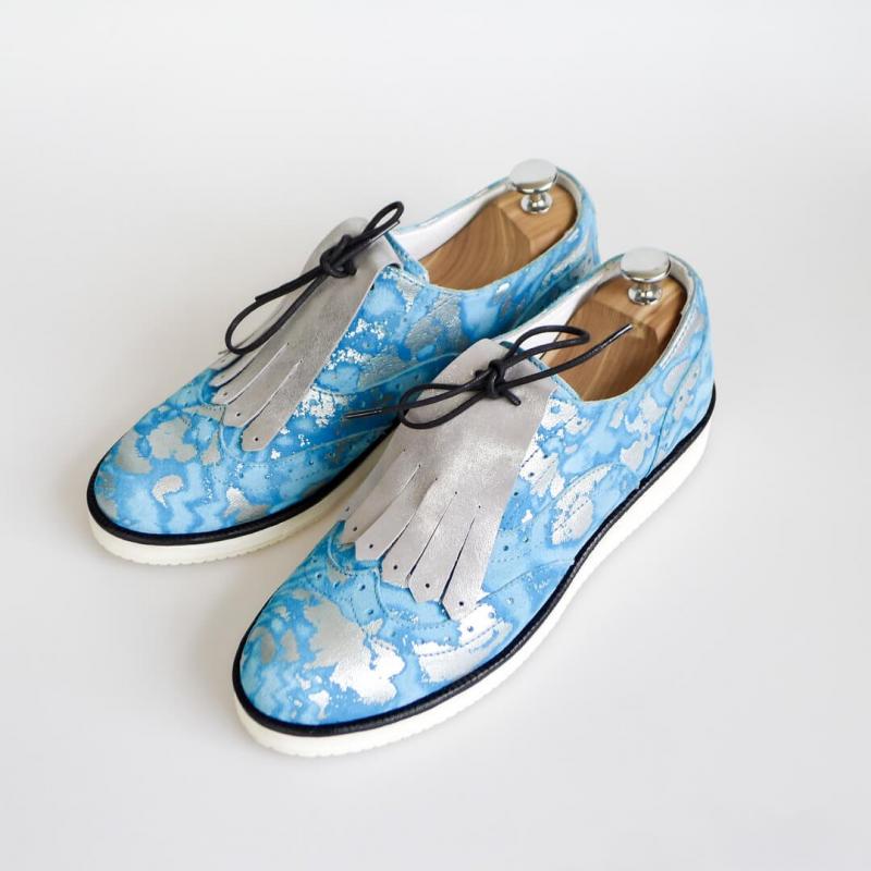 Womens nubuck shoes Brogue №2 Sea Foam