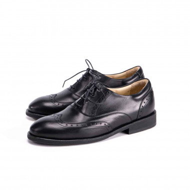 Мужские оксфорды-броги Brogue All Black из чёрной кожи