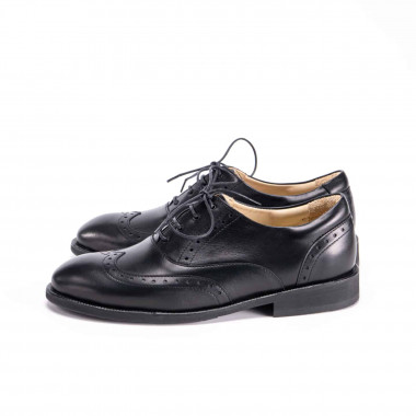 Мужские оксфорды-броги Brogue All Black из чёрной кожи