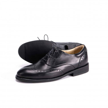 Мужские оксфорды-броги Brogue All Black из чёрной кожи