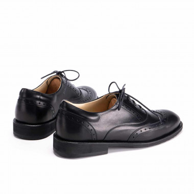 Мужские оксфорды-броги Brogue All Black из чёрной кожи