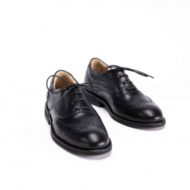 Мужские оксфорды-броги Brogue All Black из чёрной кожи