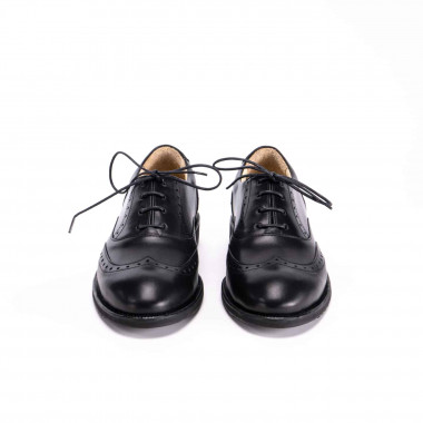 Мужские оксфорды-броги Brogue All Black из чёрной кожи