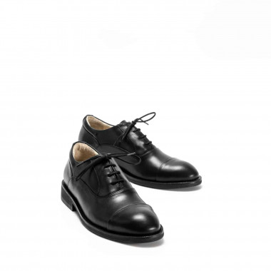 Туфли Oxford All Black из чёрной гладкой кожи с отрезным носком