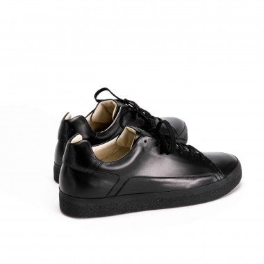 Кожаные кеды Orongo All Black из чёрной кожи на облегченной подошве
