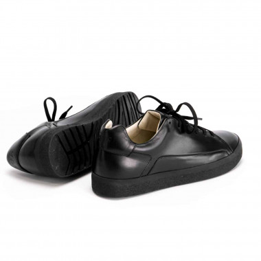 Кожаные кеды Orongo All Black из чёрной кожи на облегченной подошве