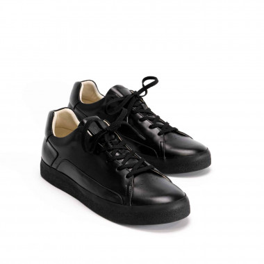 Кожаные кеды Orongo All Black из чёрной кожи на облегченной подошве