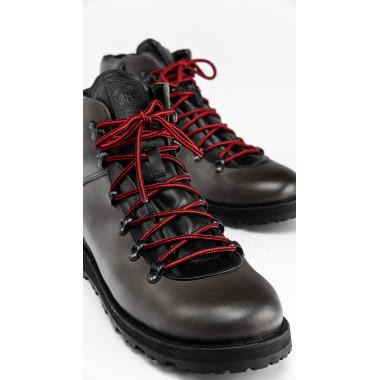 Ботинки Hiker Asphalt — кожа пул-ап серого цвета с красной шнуровкой