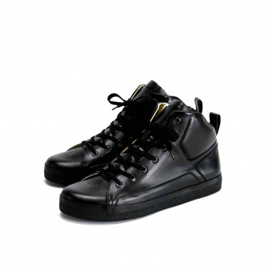 Высокие кеды Orongo Hi All Black — чёрная кожа, чёрная подошва AFOUR