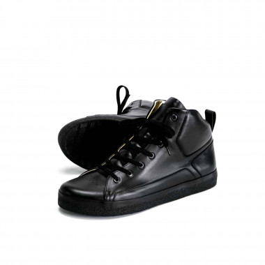 Высокие кеды Orongo Hi All Black — чёрная кожа, чёрная подошва AFOUR