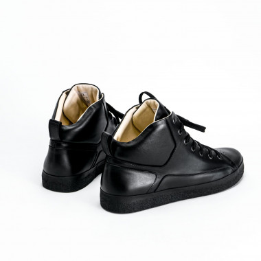 Высокие кеды Orongo Hi All Black — чёрная кожа, чёрная подошва AFOUR