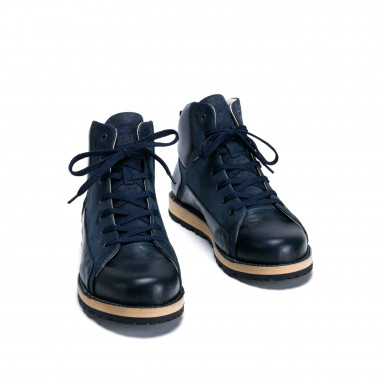 Высокие ботинки Orongo Hike Navy — кожа пул-ап и синяя замша на подошве Michelin