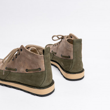 Ботинки Paladin Olive Sand из оливкового нубука и песочной замши на контрастной подошве