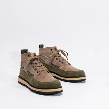 Ботинки Paladin Olive Sand из оливкового нубука и песочной замши на контрастной подошве
