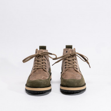Ботинки Paladin Olive Sand из оливкового нубука и песочной замши на контрастной подошве
