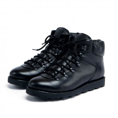 Зимние ботинки Hiker All Black — зимние мужские ботинки из натуральной кожи на натуральной шерсти
