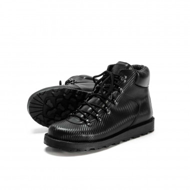 Зимние ботинки Hiker Carbon Black — зимние мужские ботинки из прорезиненной кожи с текстурой карбона