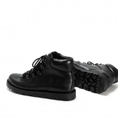Зимние ботинки Hiker Carbon Black — зимние мужские ботинки из прорезиненной кожи с текстурой карбона