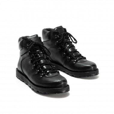 Зимние ботинки Hiker Carbon Black — зимние мужские ботинки из прорезиненной кожи с текстурой карбона
