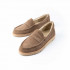 Пенни лоферы Beige Suede — бежевый велюр, кожаный рант, облегчённая подошва