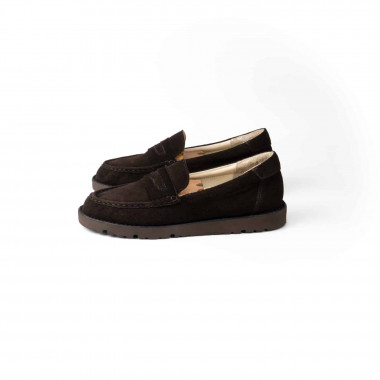 Пенни лоферы Dark Chocolate Suede — велюр тёмный шоколад, подошва ститчдаун