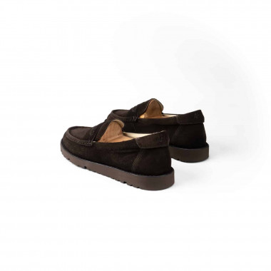 Пенни лоферы Dark Chocolate Suede — велюр тёмный шоколад, подошва ститчдаун