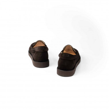 Пенни лоферы Dark Chocolate Suede — велюр тёмный шоколад, подошва ститчдаун