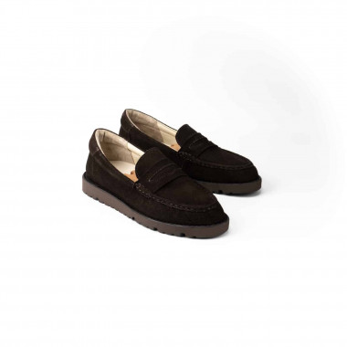 Пенни лоферы Dark Chocolate Suede — велюр тёмный шоколад, подошва ститчдаун
