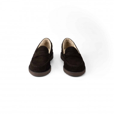 Пенни лоферы Dark Chocolate Suede — велюр тёмный шоколад, подошва ститчдаун