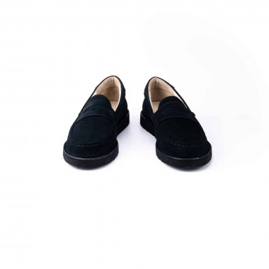 Пенни лоферы Dusk Suede — тёмно-синий велюр, облегчённая прошитая чёрная подошва