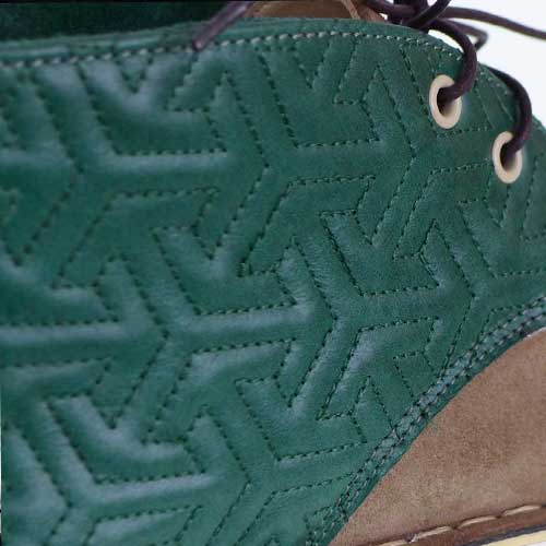 Applying a pattern or branding to shoes by quilting